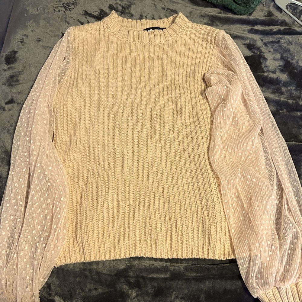 Alice Blue Sheer Sleeved Sweater